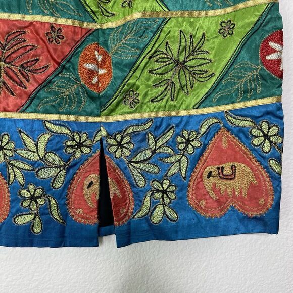 Vintage Sandy Starkman Skirt Sz 8 Green Pencil Gypsie Fairy Boho Whimsical Funky - Picture 6 of 9